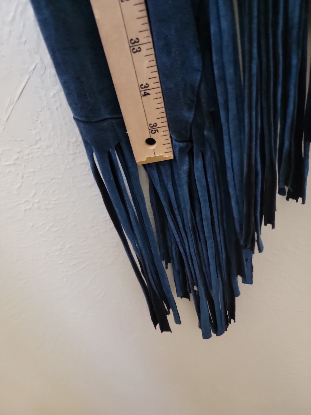 Y2k Fringe Asymetrical Midi Skirt in Denim Blue Foldover Waist - Picture 9 of 9